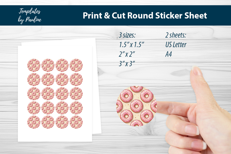 Donut Party Favor Stickers Printable, Round Birthday Labels
