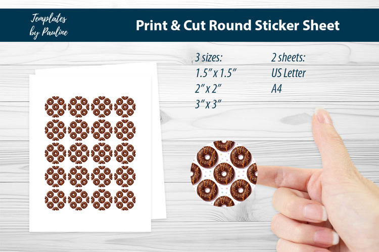 Donut Treat Box Stickers Printable, Round Dessert Labels