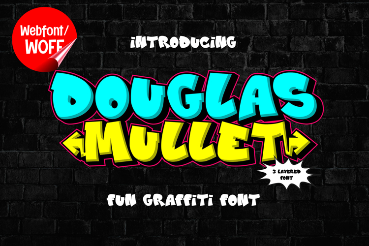 Douglas Mullet | 3D Layered Graffiti Webfont for Urban