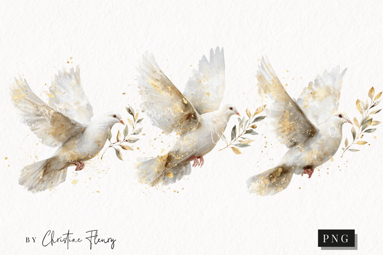 Watercolor White Dove Clipart | Christmas PNG