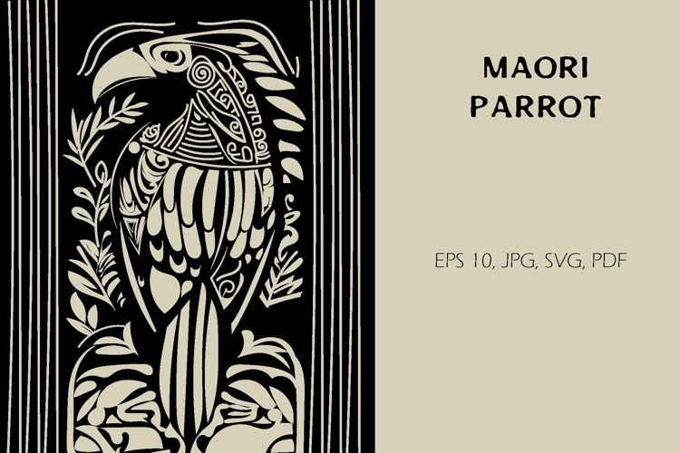 Parrot vector flat isolated tribal maori ethniciety, artwork