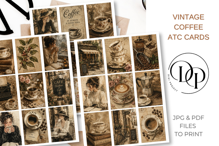 Vintage coffee junk journal ATC Cards