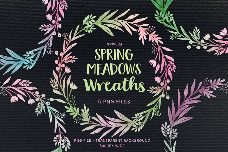 Spring Watercolor Wreaths - Set of 5