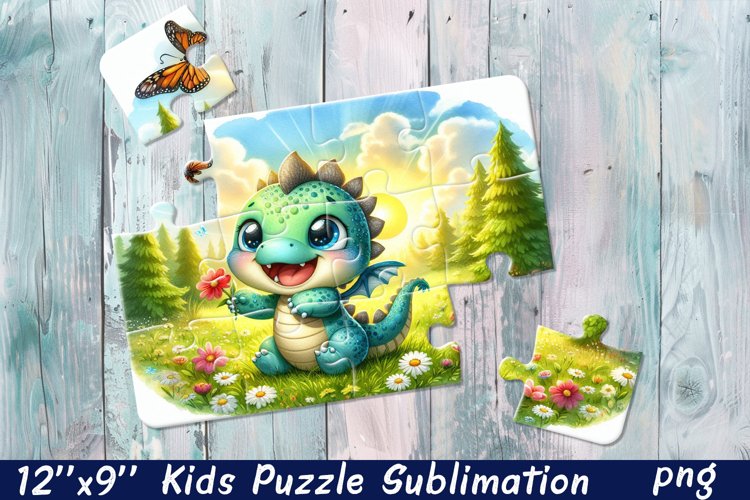 Kids puzzle | Puzzle sublimation, baby dragon example image 1