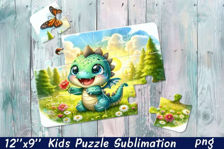 Kids puzzle | Puzzle sublimation, baby dragon
