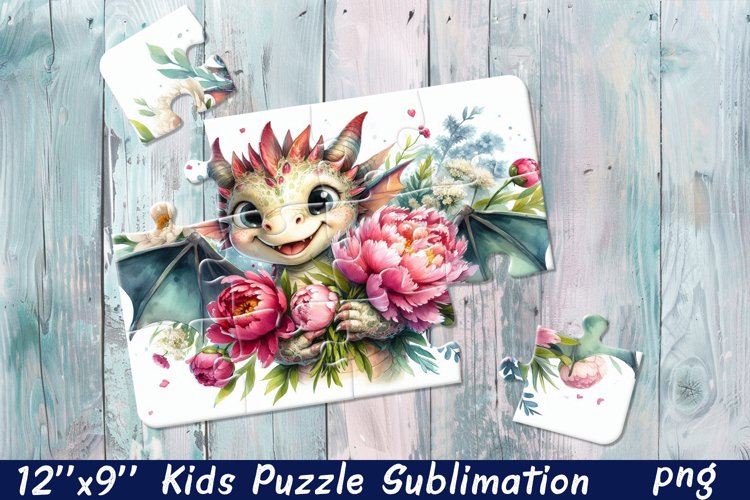 Kids puzzle | Puzzle sublimation, baby dragon example image 1