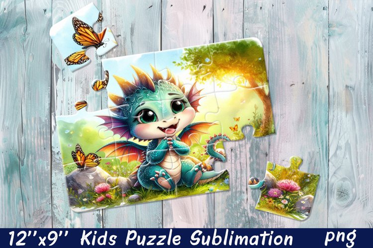 Kids puzzle | Puzzle sublimation, baby dragon example image 1