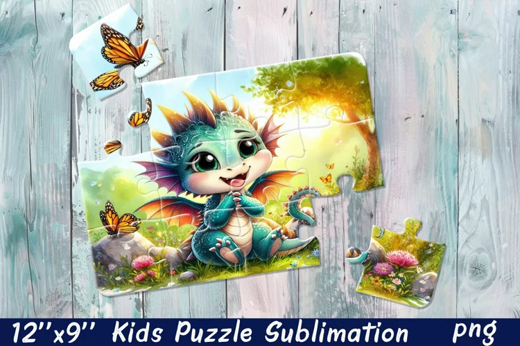 Kids puzzle | Puzzle sublimation, baby dragon