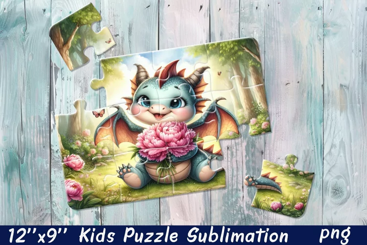 Kids puzzle | Puzzle sublimation, baby dragon