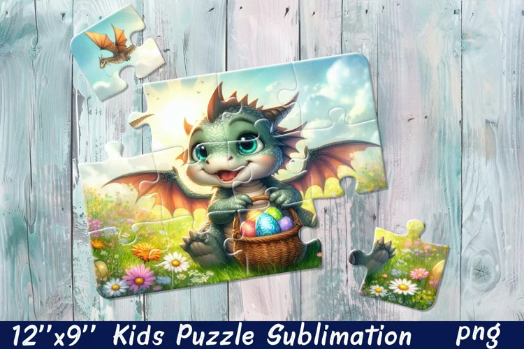 Kids puzzle | Puzzle sublimation, baby dragon