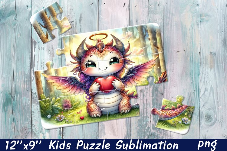 Kids puzzle | Puzzle sublimation, baby dragon example image 1