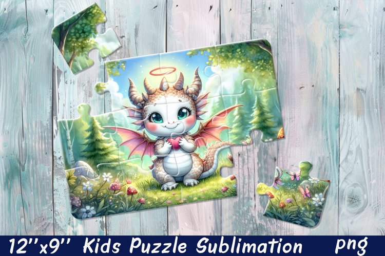Kids puzzle | Puzzle sublimation, baby dragon example image 1