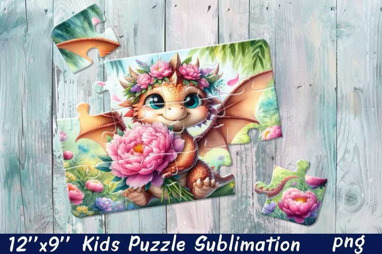 Kids puzzle | Puzzle sublimation, baby dragon
