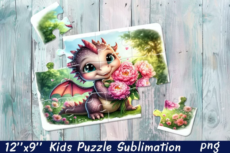 Kids puzzle | Puzzle sublimation, baby dragon