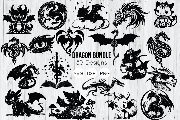 Dragon Bundle SVG, Dragon Cut File, Cute Baby Dragon SVG