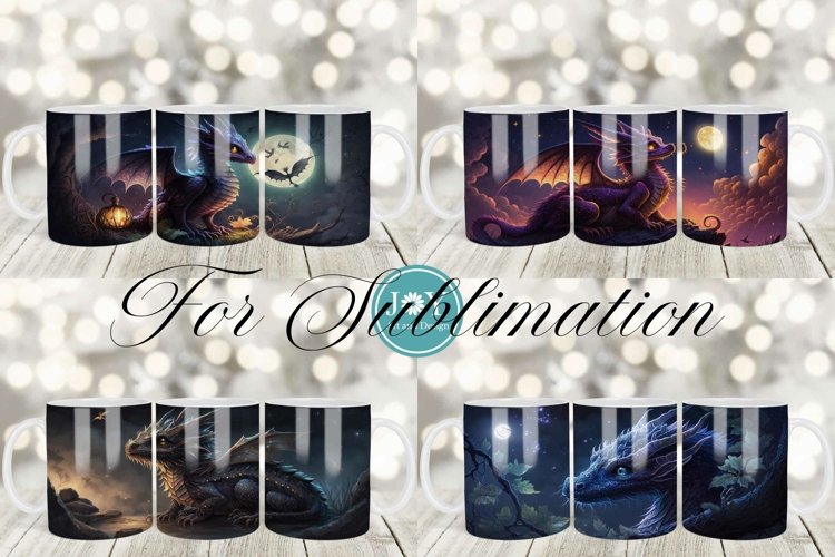 DRAGON 11OZ 12OZ AND 15OZ COFFEE MUG WRAP SUBLIMATION DESIGN