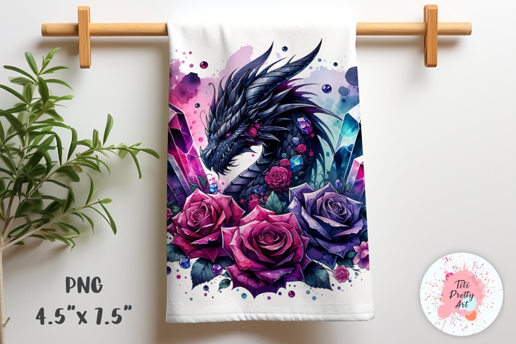 Dragon Cake Kitchen Towel Sublimation Design PNG