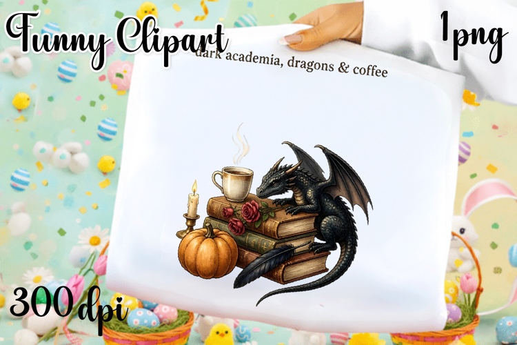 Vintage Fantasy Dragon Sublimation, Autumn Dragon Clipart