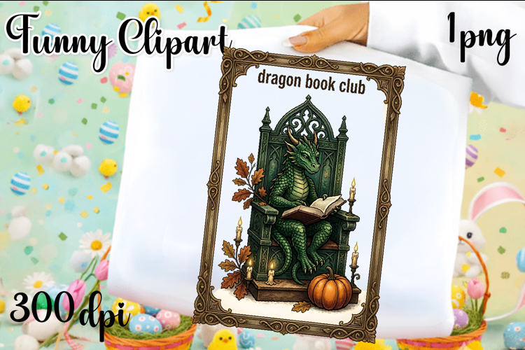Vintage Fantasy Dragon Sublimation, Autumn Dragon Clipart