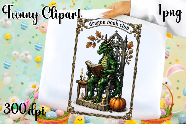 Vintage Fantasy Dragon Sublimation, Autumn Dragon Clipart