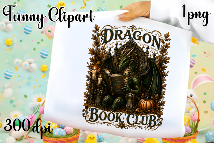 Vintage Fantasy Dragon Sublimation, Autumn Dragon Clipart
