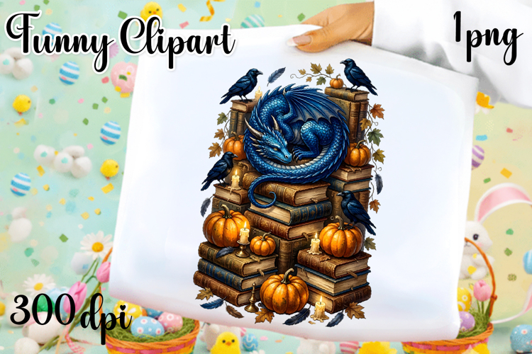 Vintage Fantasy Dragon Sublimation, Autumn Dragon Clipart