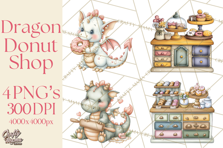 Whimsical Dragon Donut Clipart PNG, Adorable Dragon Png