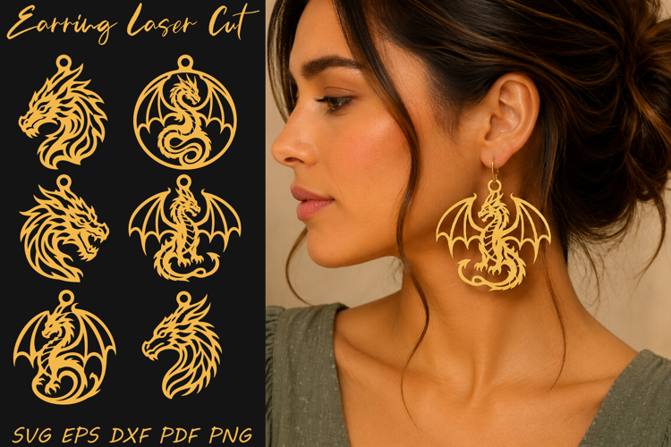 Dragon Earrings Laser Cut SVG