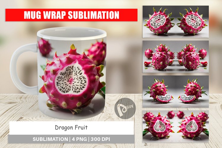 Mug Wrap Design Dragon Fruit