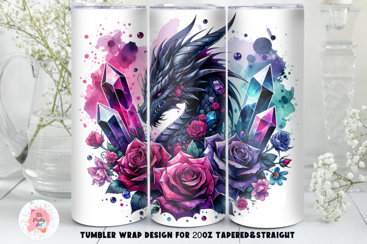 Dragon Gothic Tumbler Wrap For 20 oz, Dragon Sublimation PNG