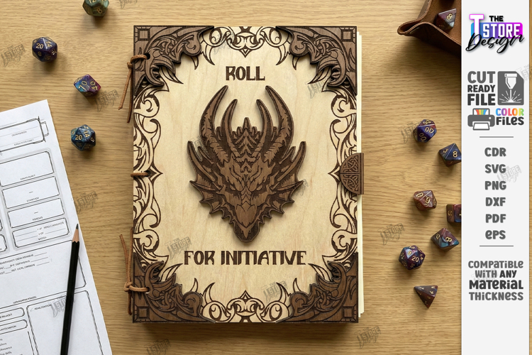 Fantasy Book Cover Laser Cut | DND Journal | Dragon Notebook
