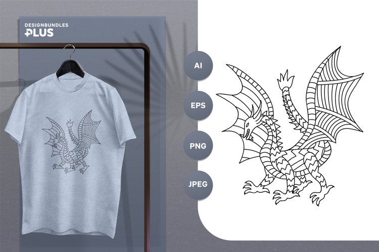 Dragon with Open Wings and Scaly Skin Illustration