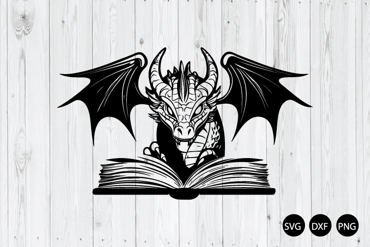 Dragon Reading Book SVG, Dragon SVG