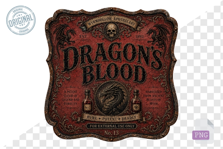 Dragons Blood Gothic Apothecary Halloween PNG Art