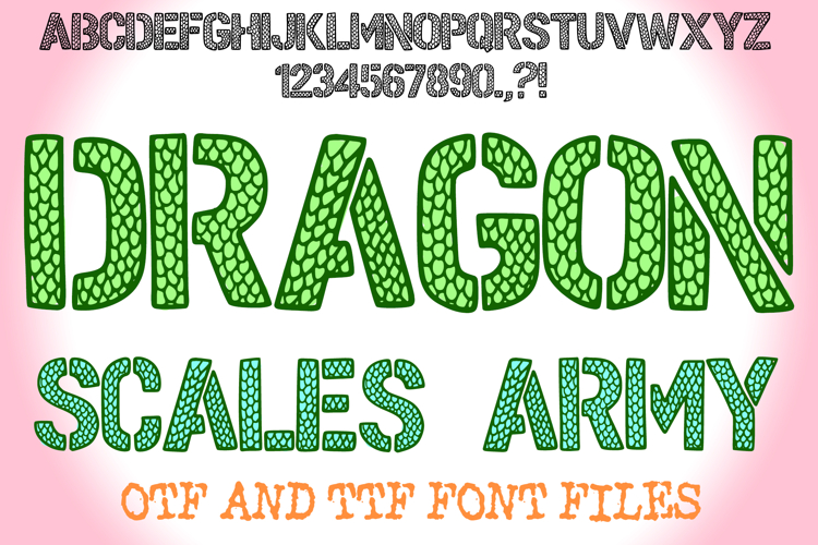 Dragon Scales Army Handwriting Alphabet Lettering ABC Font