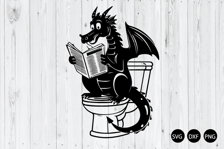 Dragon Sitting In Bathroom Holding A Newspaper SVG, Dragon