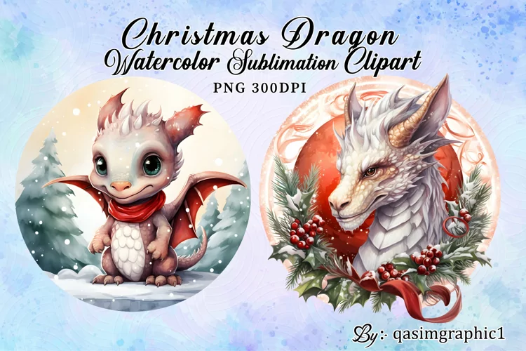 Christmas Dragon Clipart, Baby Dragon Clipart, Dragon PNG