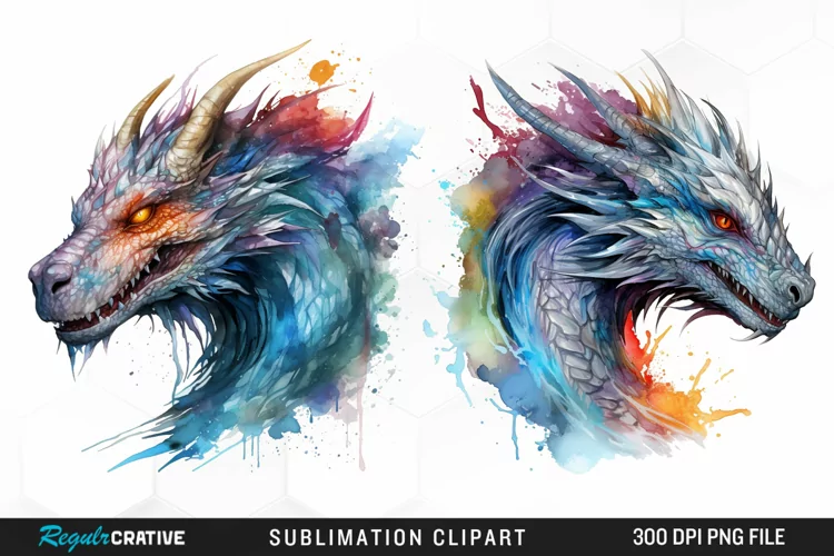 Watercolor Dragon Illustration PNG Clipart