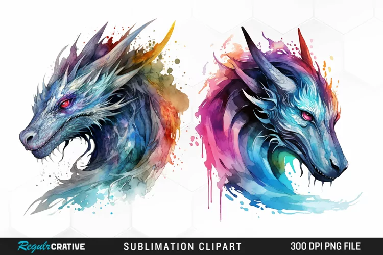 Watercolor Dragon Illustration PNG Clipart