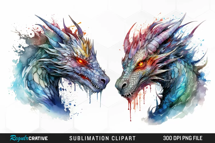 Watercolor Dragon Illustration PNG Clipart