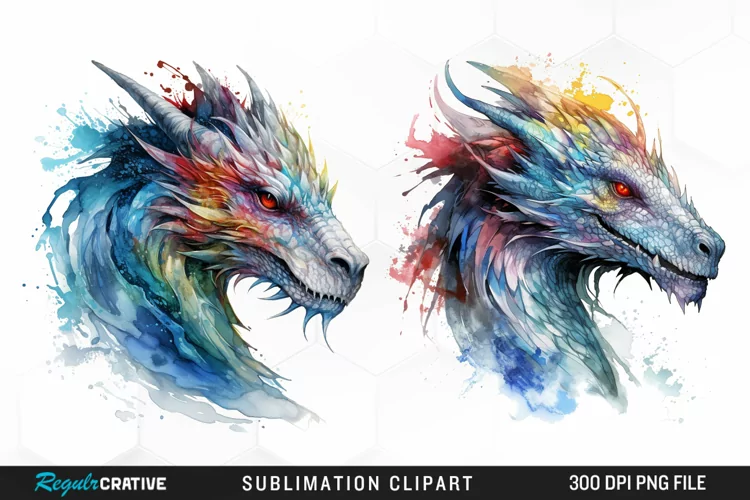 Watercolor Dragon Illustration PNG Clipart