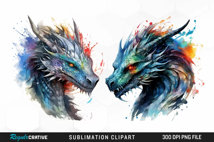 Watercolor Dragon Illustration PNG Clipart