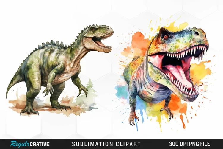 Watercolor Dinosaur Design Clipart