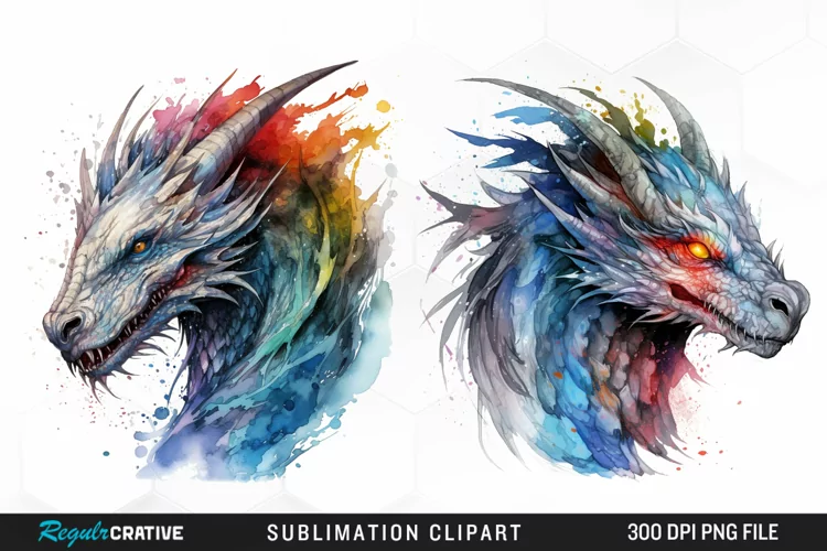 Watercolor Dragon Illustration PNG Clipart