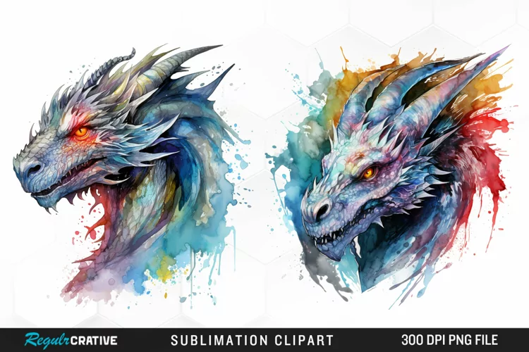 Watercolor Dragon Illustration PNG Clipart