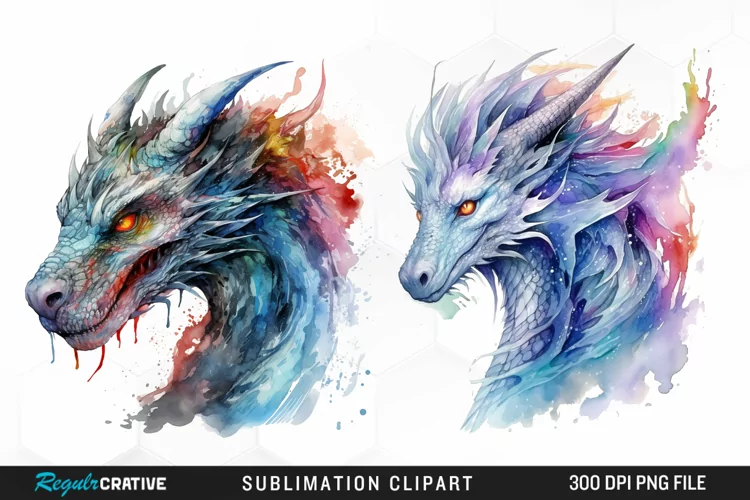 Watercolor Dragon Illustration PNG Clipart