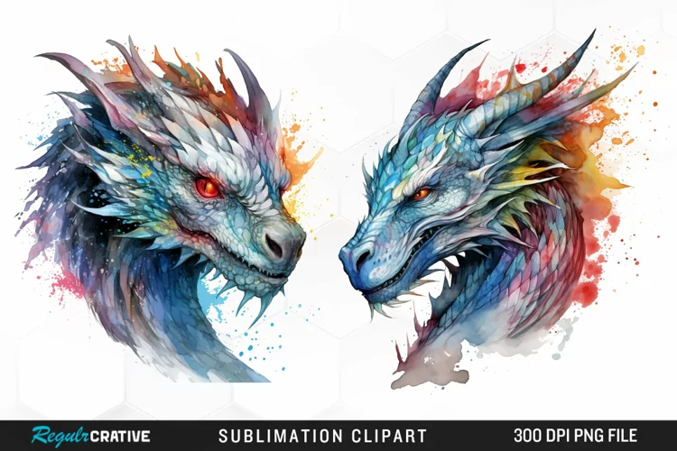 Watercolor Dragon Illustration PNG Clipart