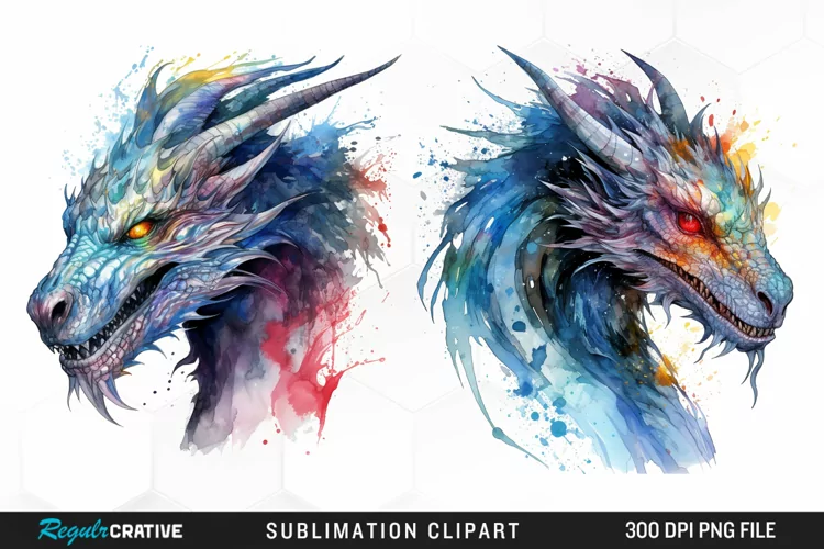 Watercolor Dragon Illustration PNG Clipart