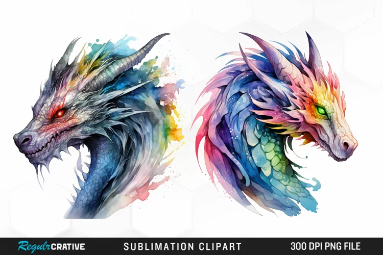 Watercolor Dragon Illustration PNG Clipart