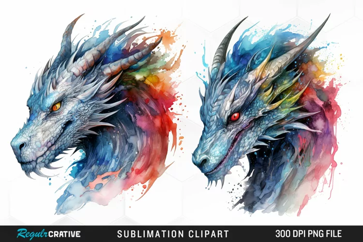 Watercolor Dragon Illustration PNG Clipart